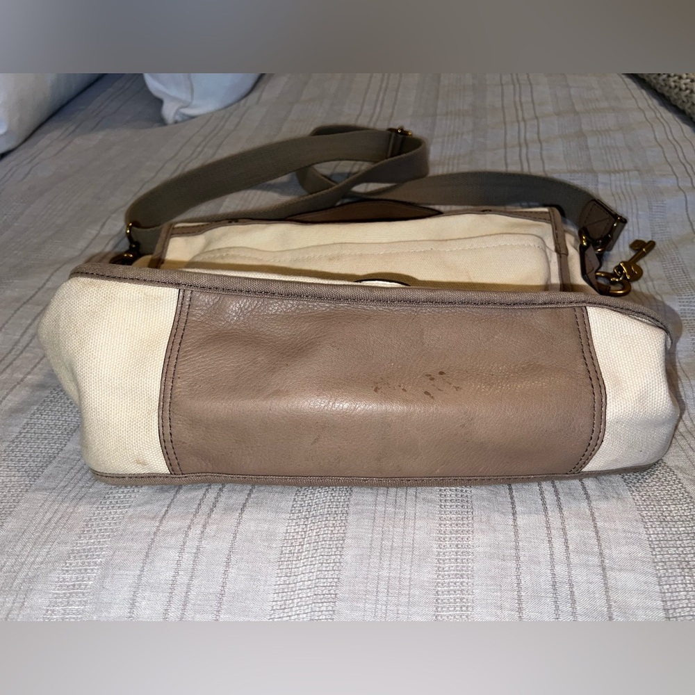 Fossil Vintage Canvas & Leather Messenger Crossbody Bag Shoulder/Crossbody Bag - Picture 11 of 11